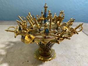 Vintage Toledo Spain 2-Tier Damascene Sword Cocktail Pick 24 set